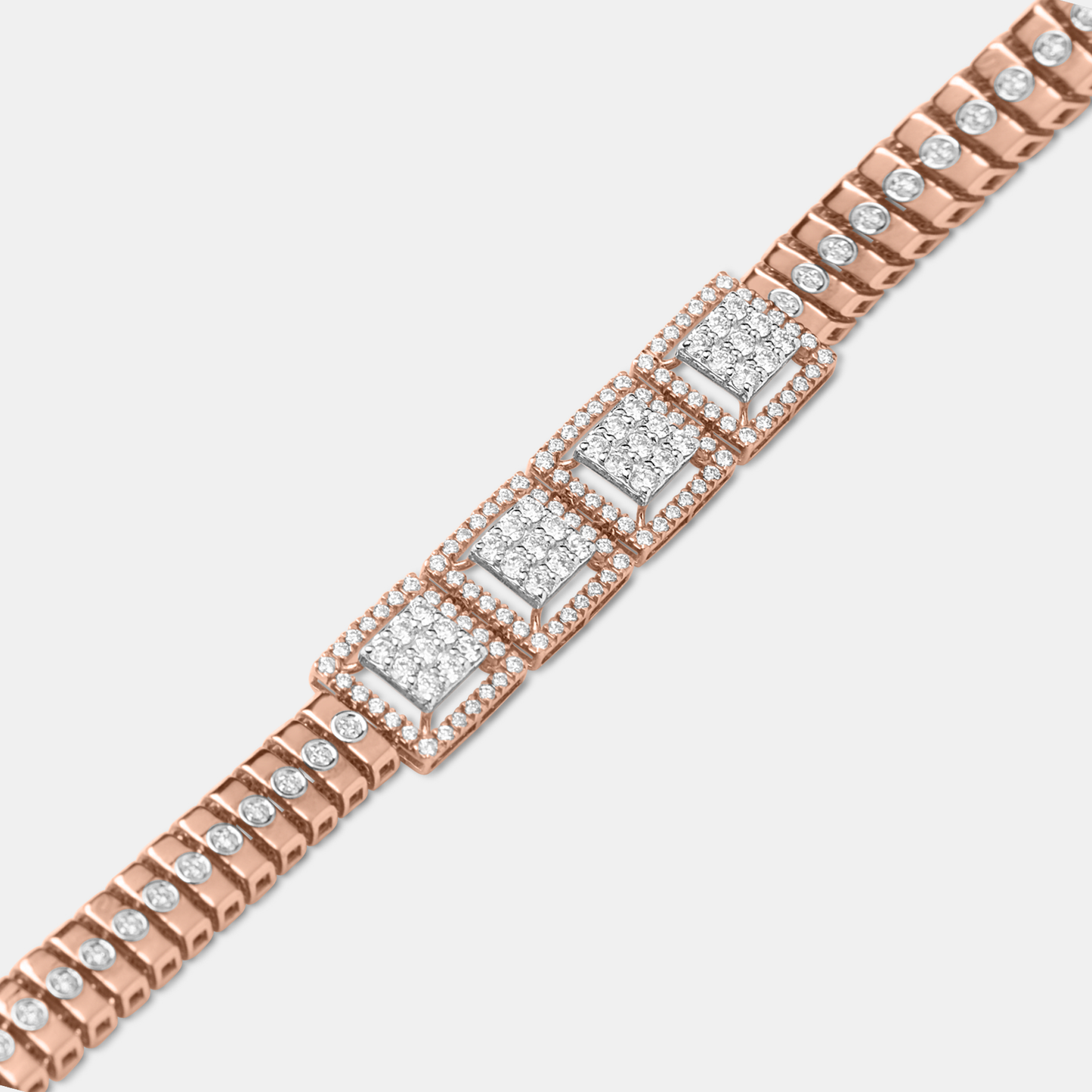Luxurious Rose Gold Diamond Cluster Statement Bracelet