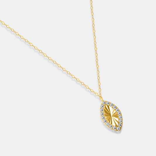 Gold Eye Shaped Chain Pendant