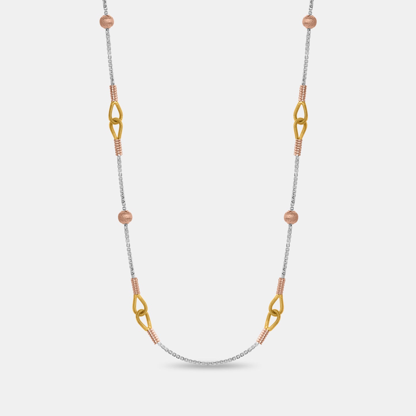 Tri-tone Interlink Gold Chain