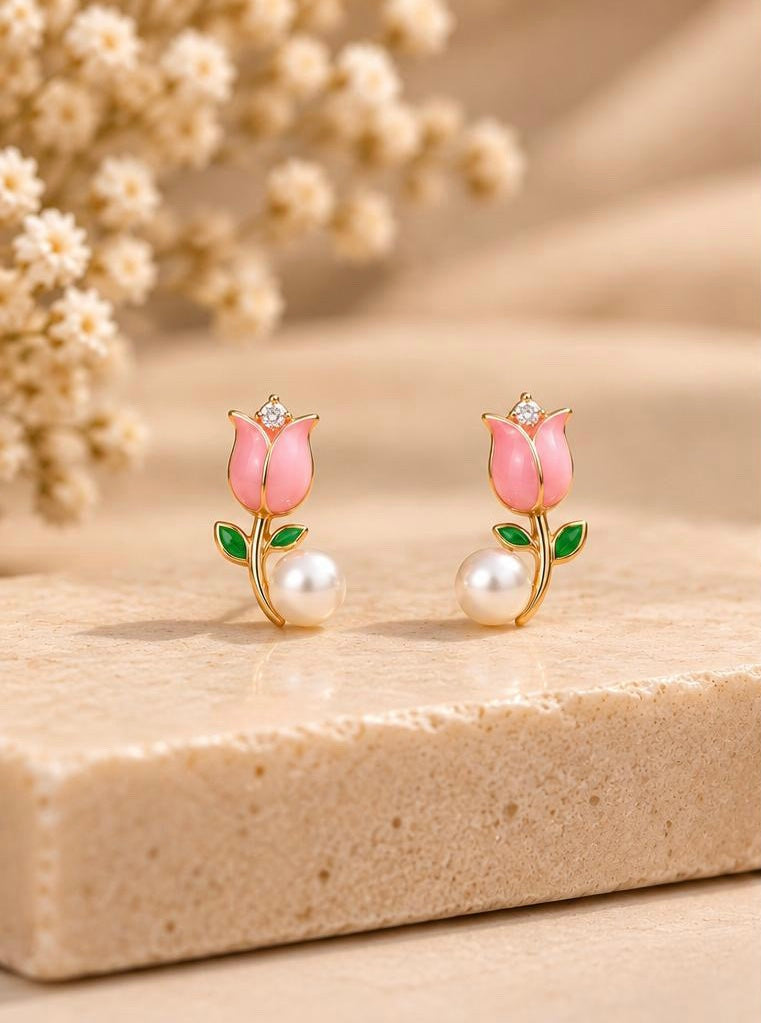 Blush Tulip Studs
