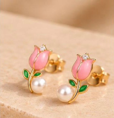Blush Tulip Studs