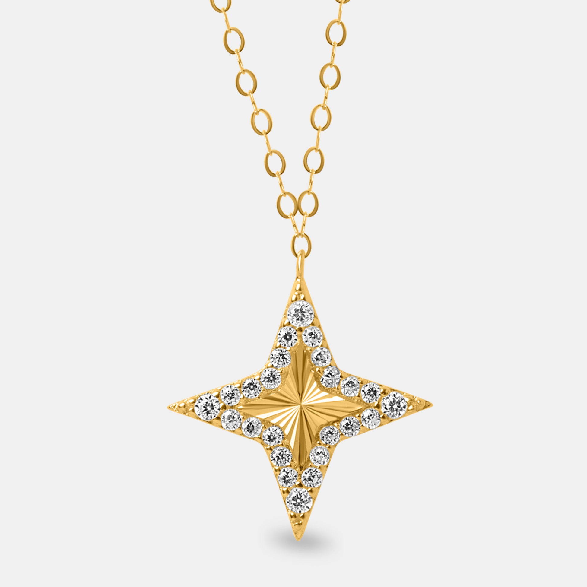 18kt Gold Starburst Chain Pendant