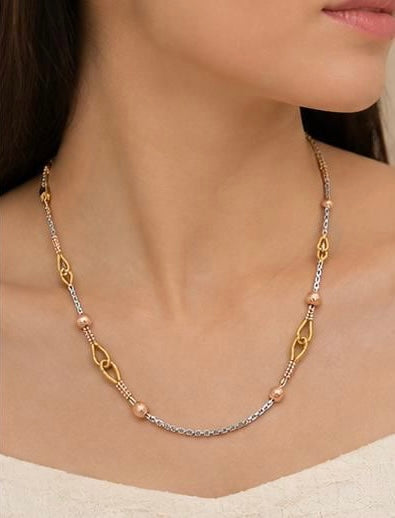 Tri-tone Interlink Gold Chain