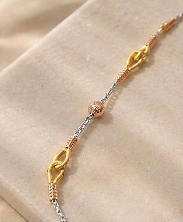 Tri-tone Interlink Gold Chain
