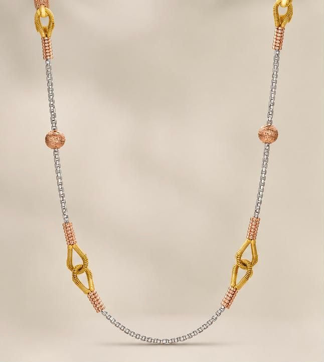 Tri-tone Interlink Gold Chain