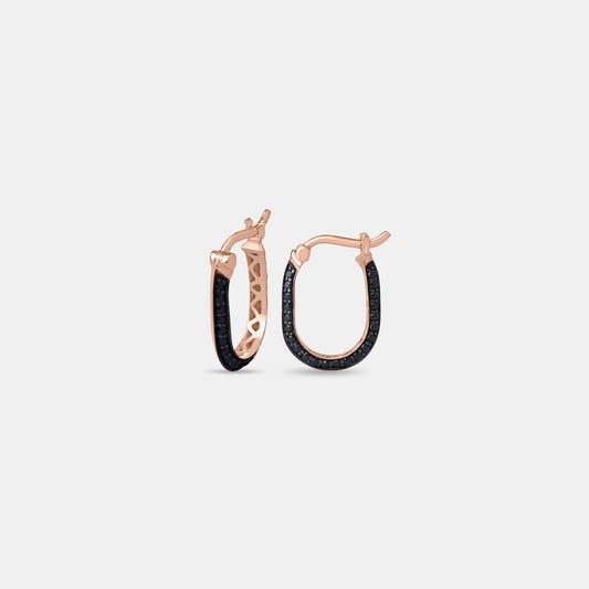 Obsidian Edge Black Stone Gold Hoops