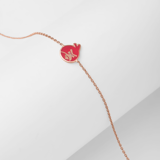 Red Bird Charm Gold Bracelet