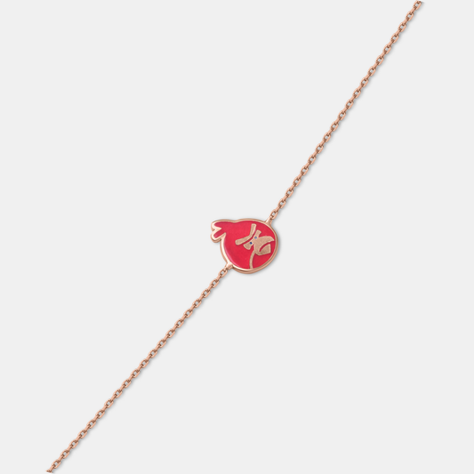 Red Bird Charm Gold Bracelet