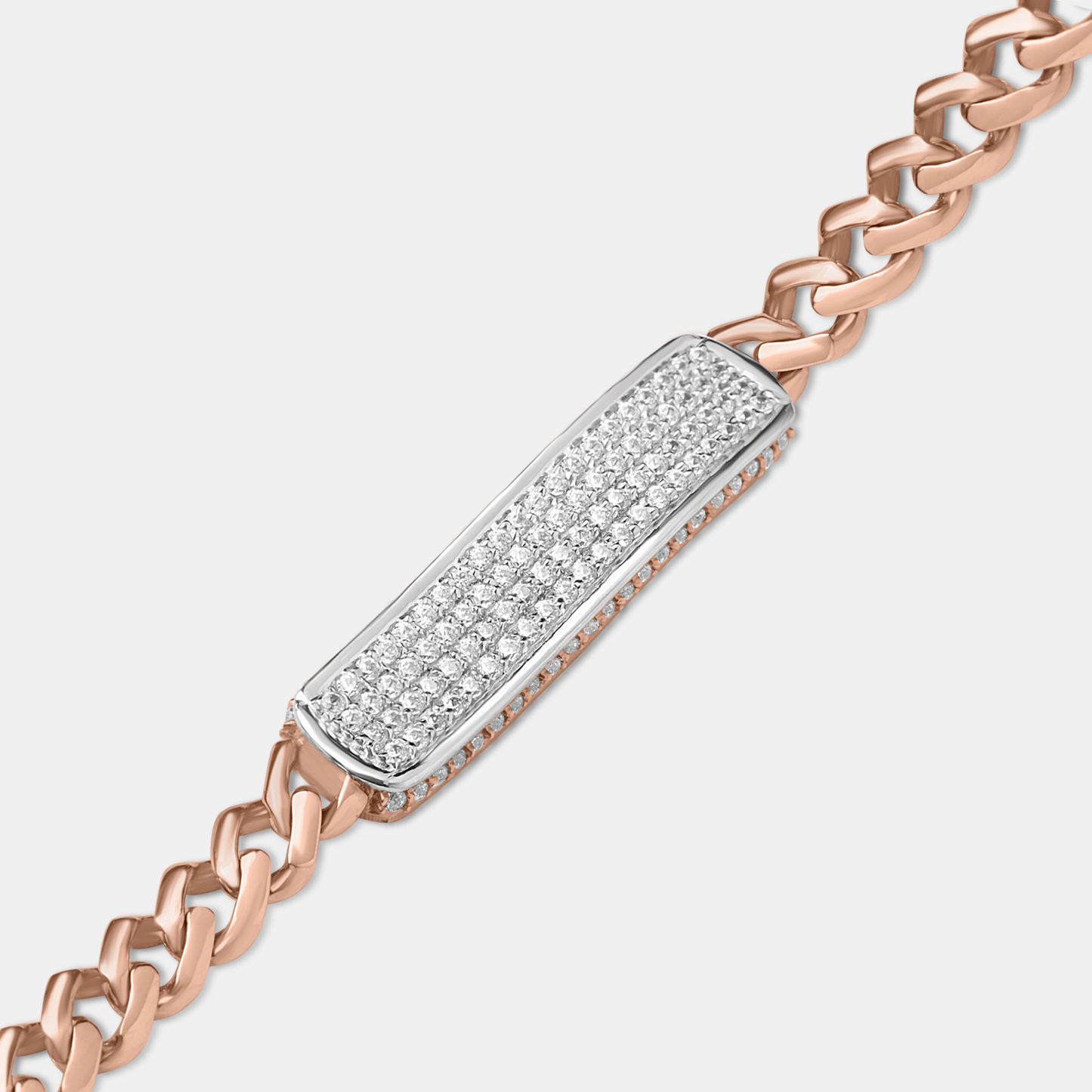 Cz Cut Diamond Pave Id Gold Bracelet