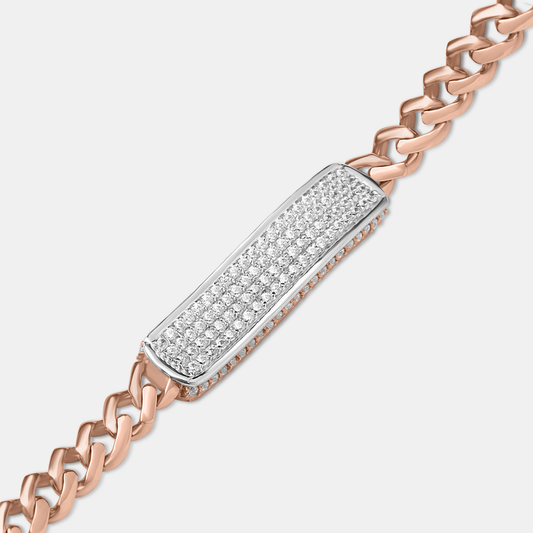 Cz Cut Diamond Pave Id Gold Bracelet