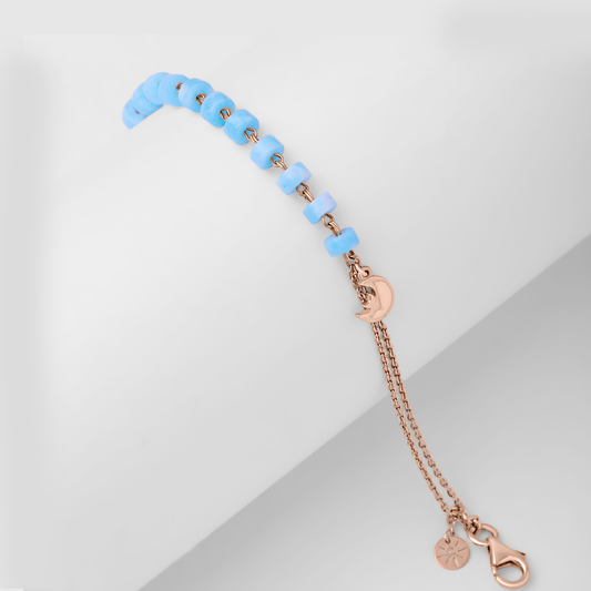 Azure Moonstone Charm Gold Bracelet