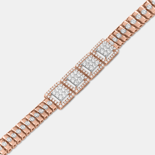Luxurious Rose Gold Diamond Cluster Statement Bracelet