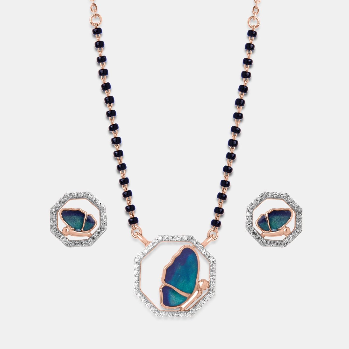 Enchanted Butterfly Gold and Diamond Mangalsutra Set