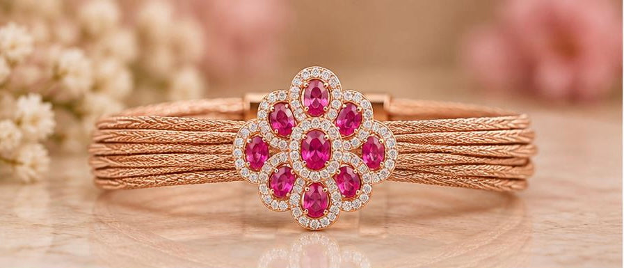 Pink Flora Mesh Bracelet