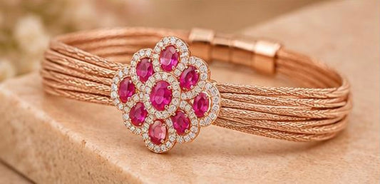 Pink Flora Mesh Bracelet