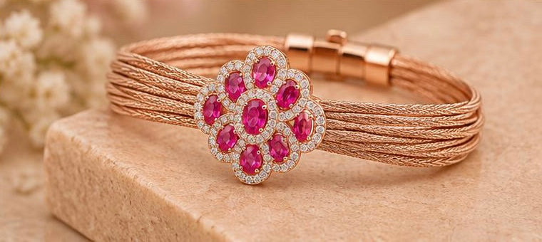 Pink Flora Mesh Bracelet