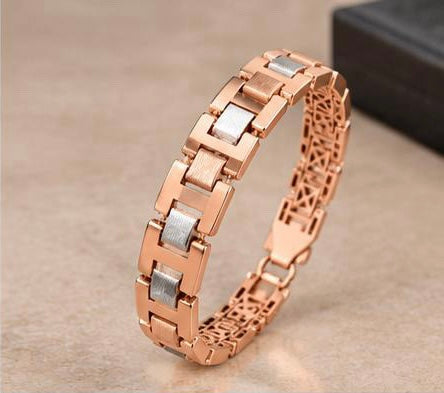 Regal Link Dual-tone Rose Gold Bracelet