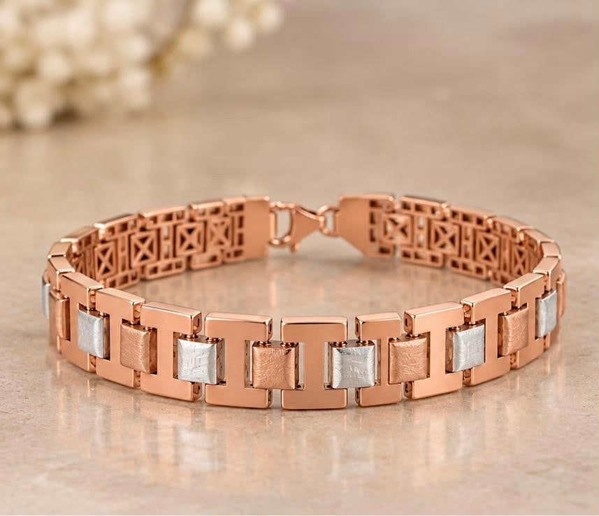 Regal Link Dual-tone Rose Gold Bracelet