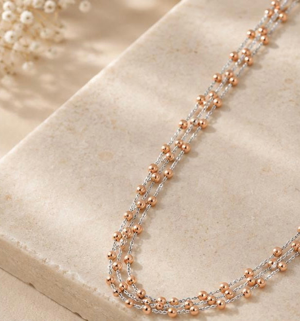 Rose Dewdrop Layered Gold Chain