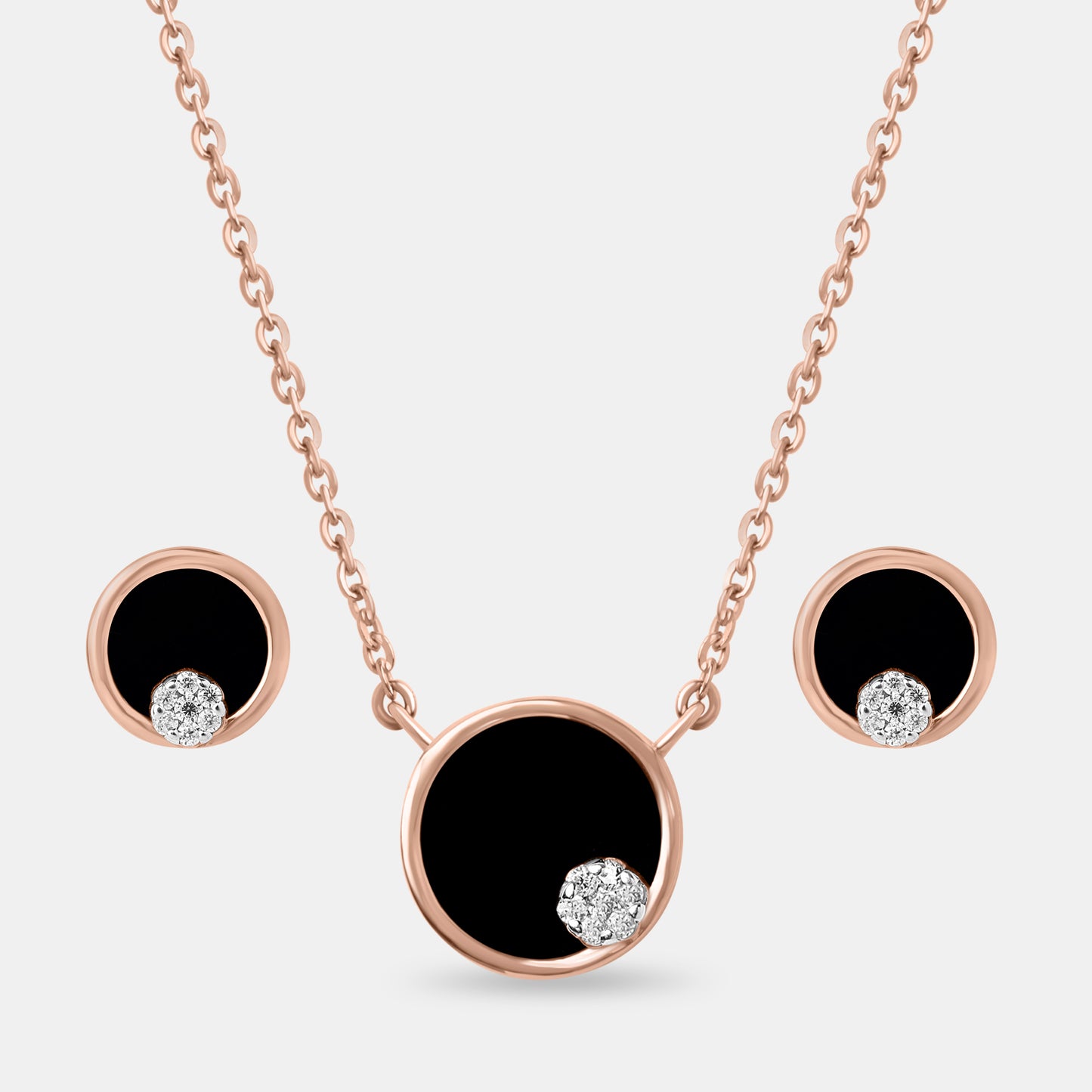 Black Enamel Inlay and Cz Cluster