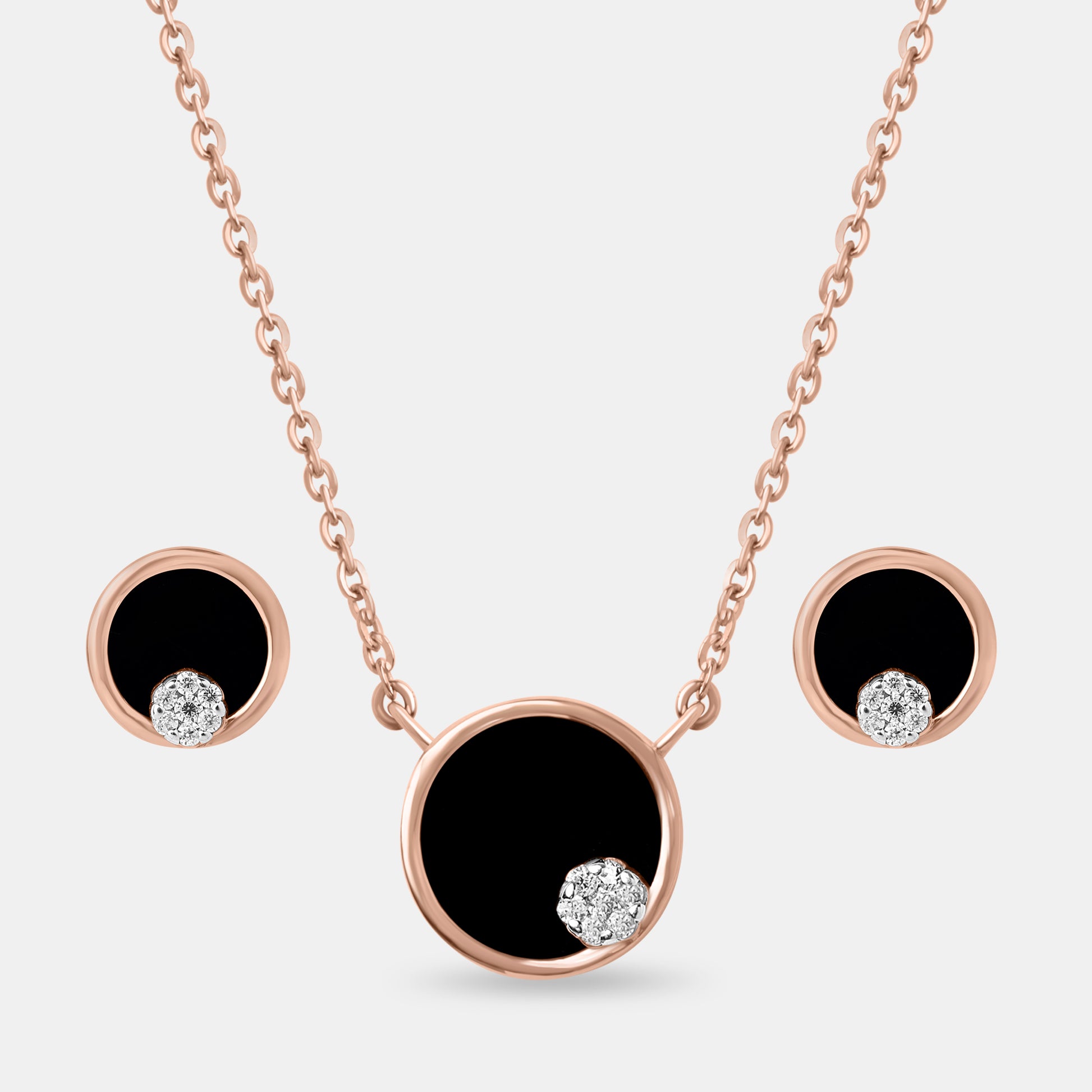Black Enamel Inlay and Cz Cluster