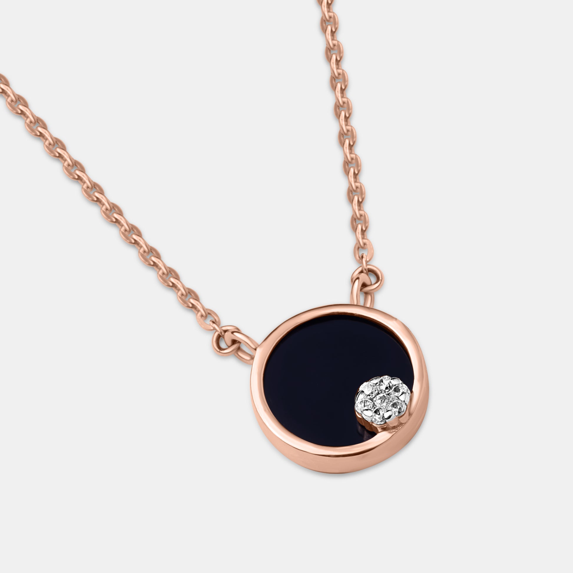 Black Enamel Inlay and Cz Cluster