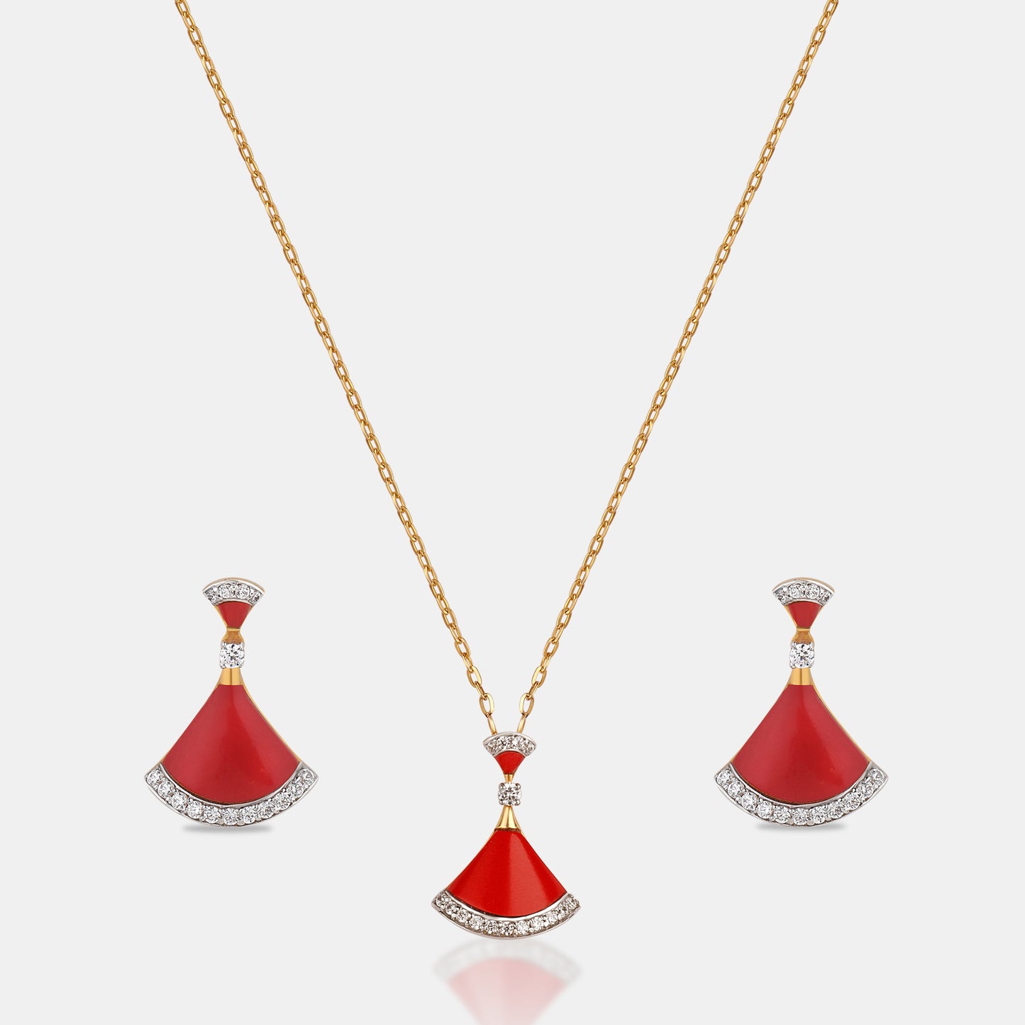 Crimson Fanlight Pendant Set