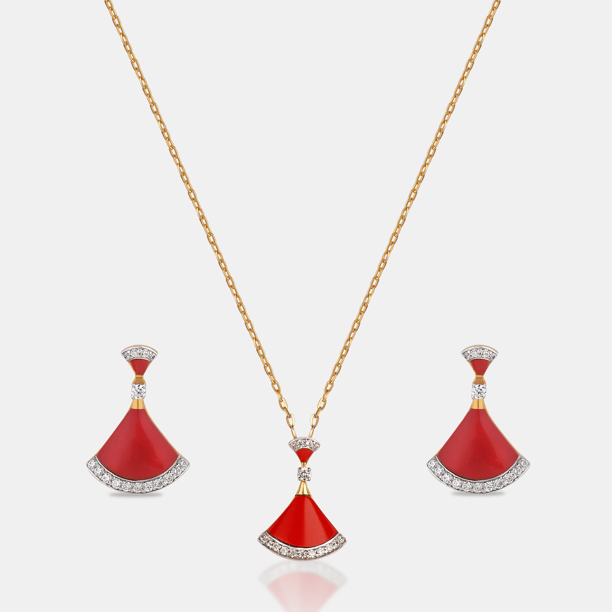 Crimson Fanlight Pendant Set