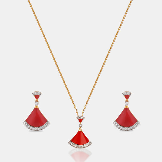 Crimson Fanlight Pendant Set