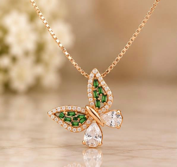 Two-Tone Butterfly Pendant Chain