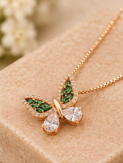 Two-Tone Butterfly Pendant Chain