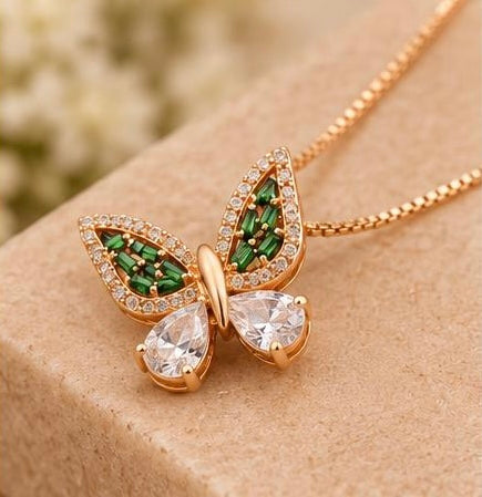 Two-Tone Butterfly Pendant Chain