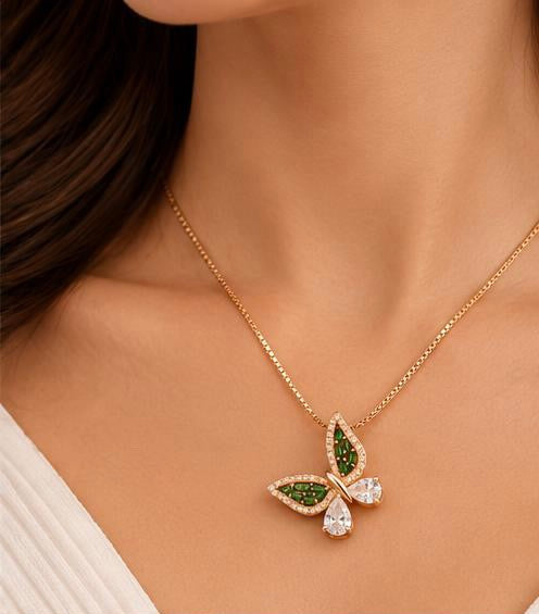 Two-Tone Butterfly Pendant Chain