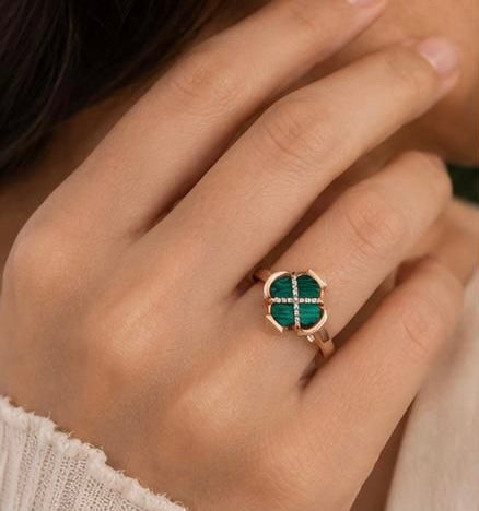Green Crossroads Gold Ring