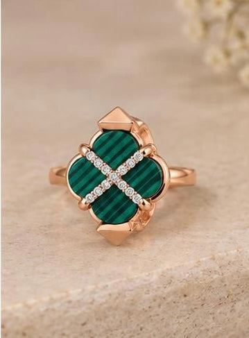 Green Crossroads Gold Ring