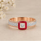 Crimson Halo Gold Ring
