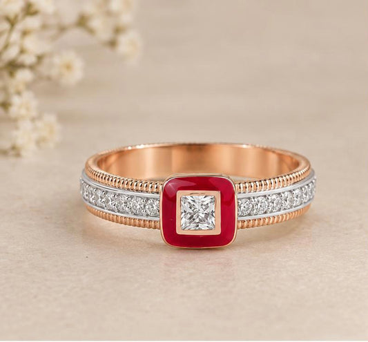 Crimson Halo Gold Ring