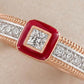 Crimson Halo Gold Ring