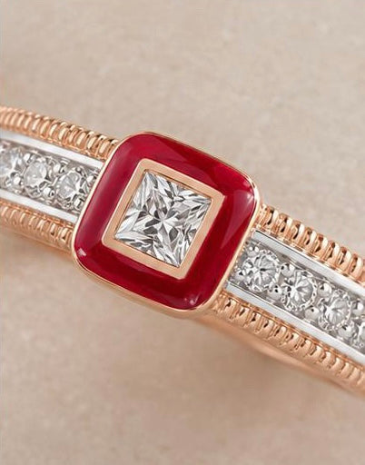Crimson Halo Gold Ring