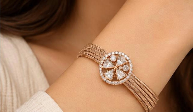 Geometric Mosaic Mesh Bracelet