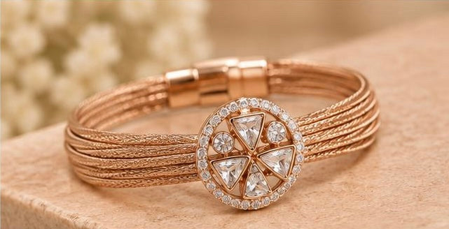 Geometric Mosaic Mesh Bracelet