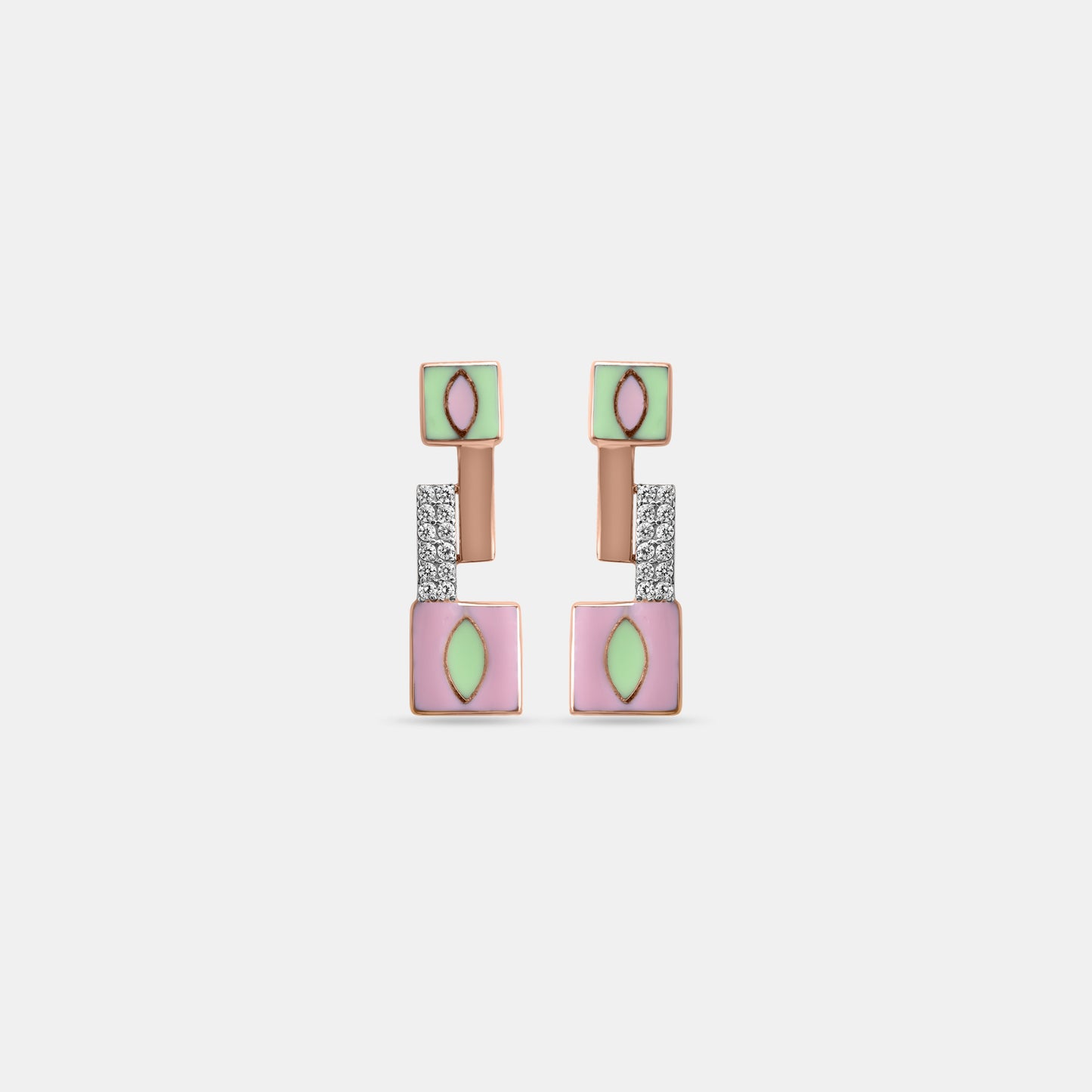 Geometric Enamel Drop Earrings