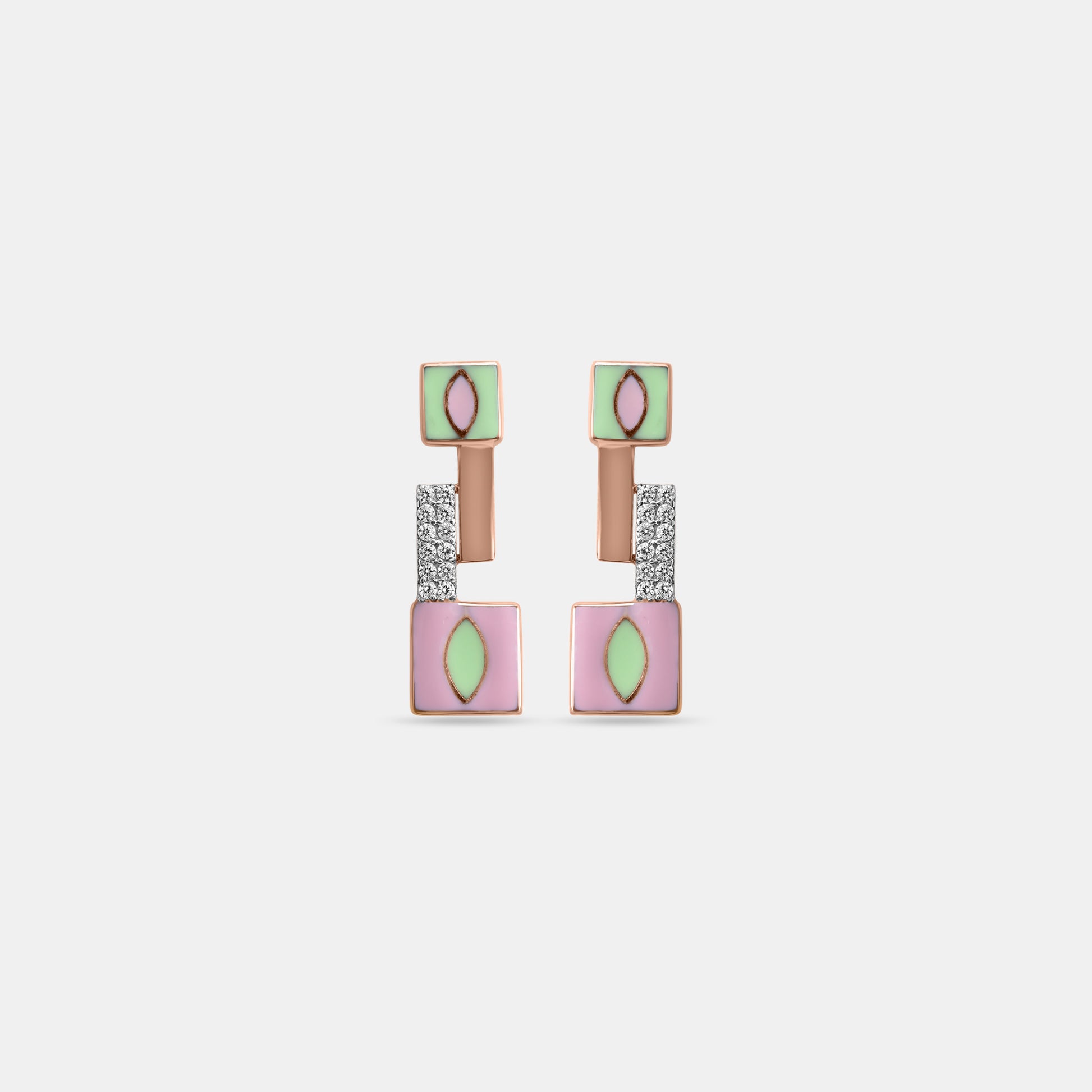Geometric Enamel Drop Earrings