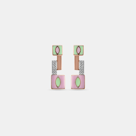 Geometric Enamel Drop Earrings