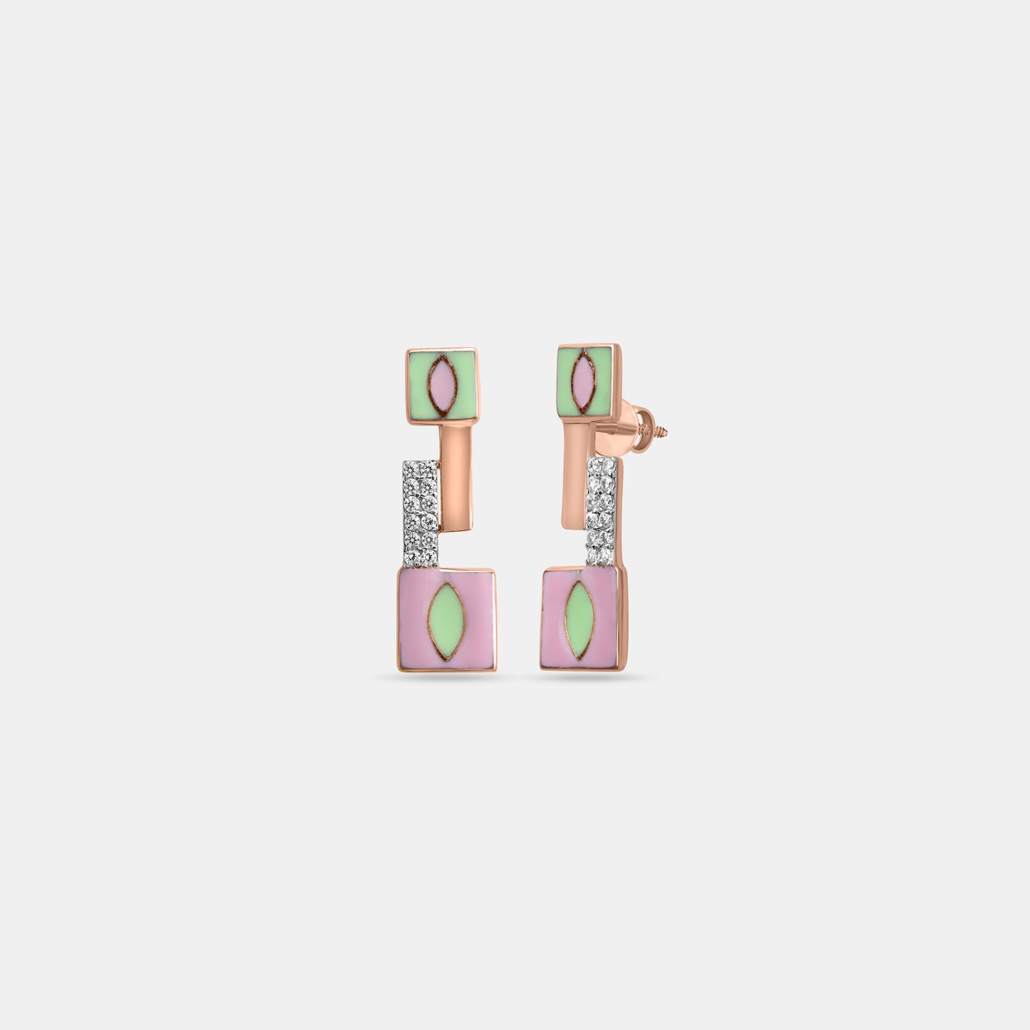 Geometric Enamel Drop Earrings