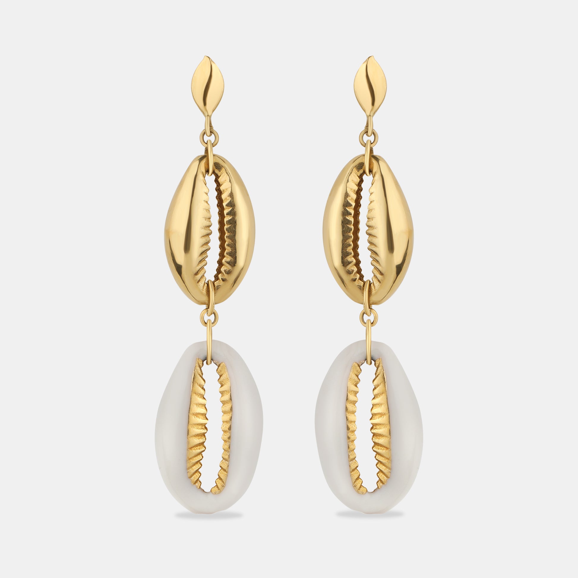 Gilded Cowrie Cascade Jewelry Set