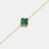 Gold Chain Bracelet With Green Clover Charm