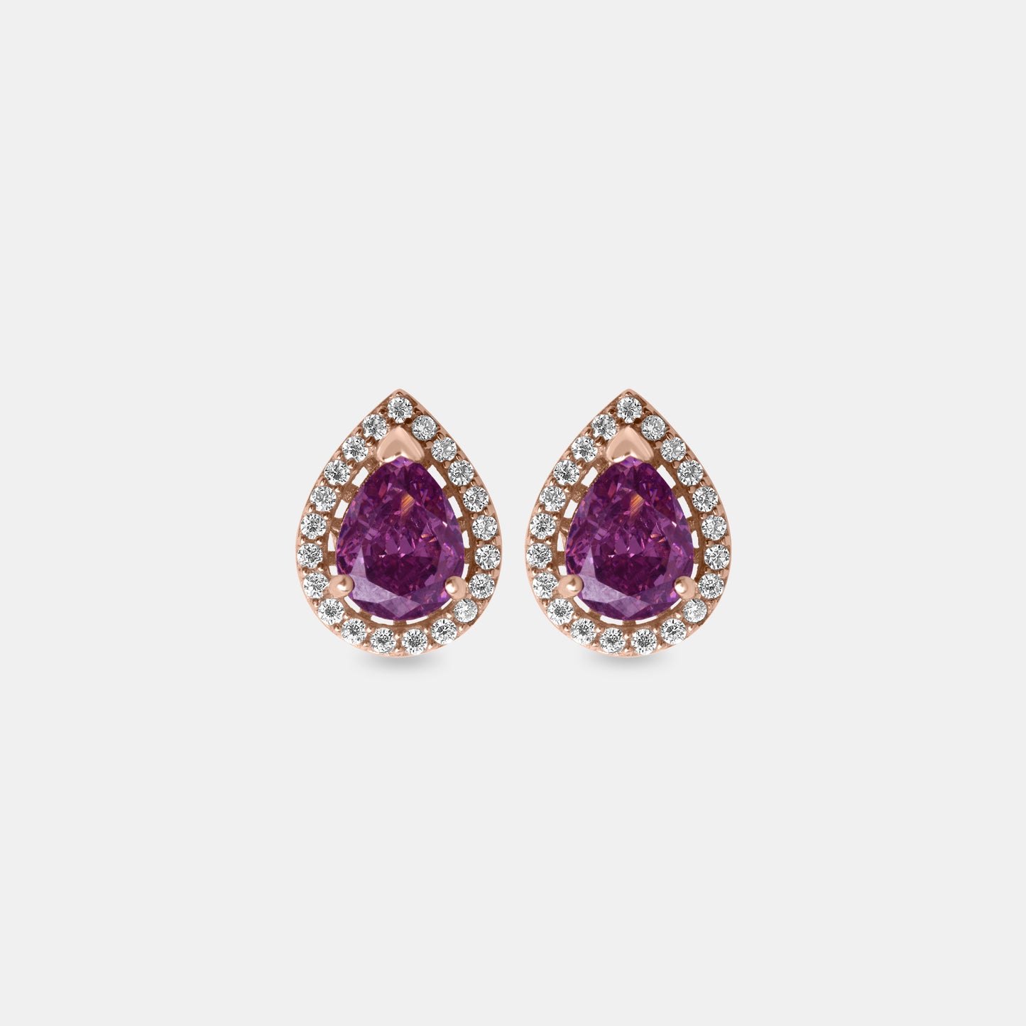 Pear-shape Pink & White Stud Earrings