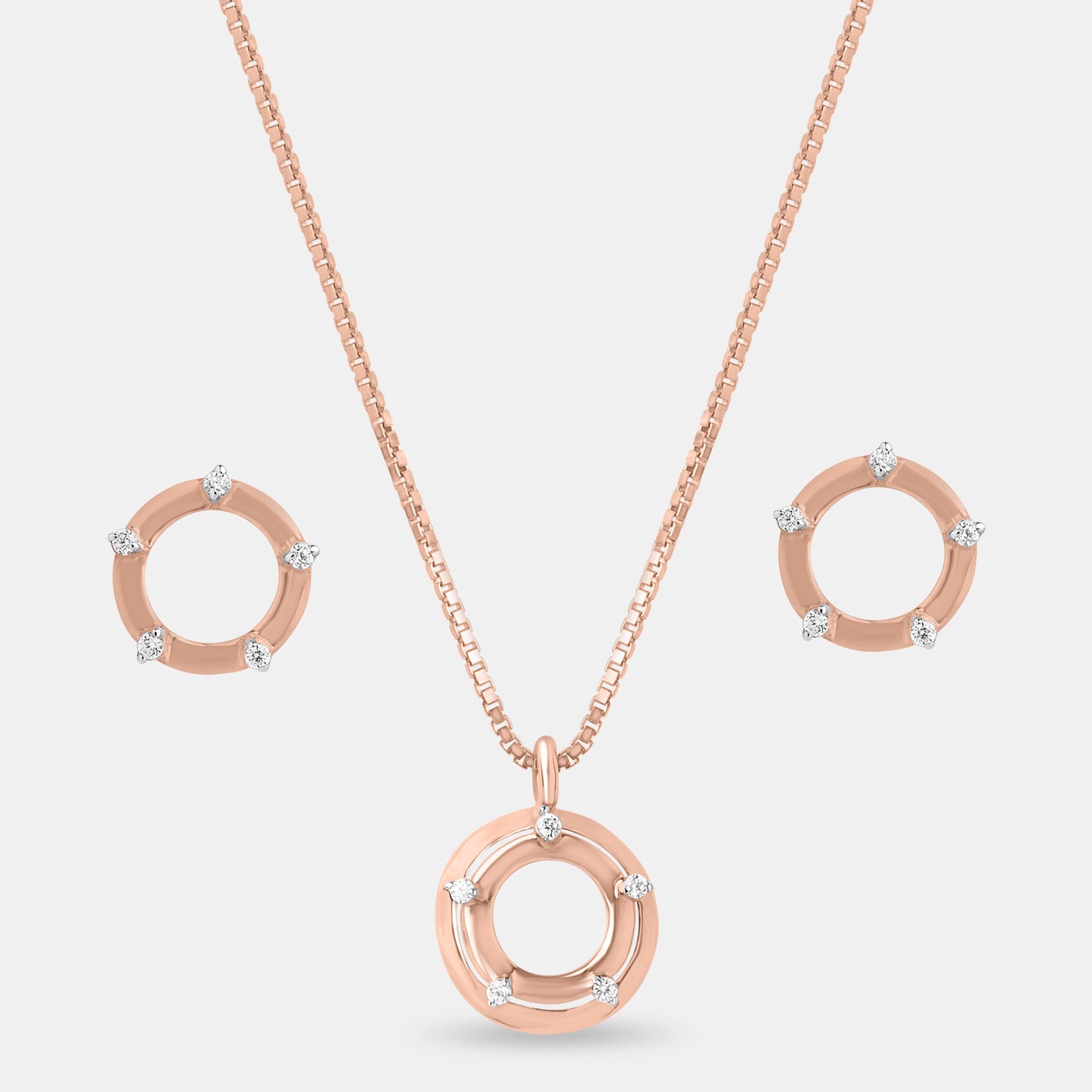 Rose Gold Orbit Sparkle Pendant Set
