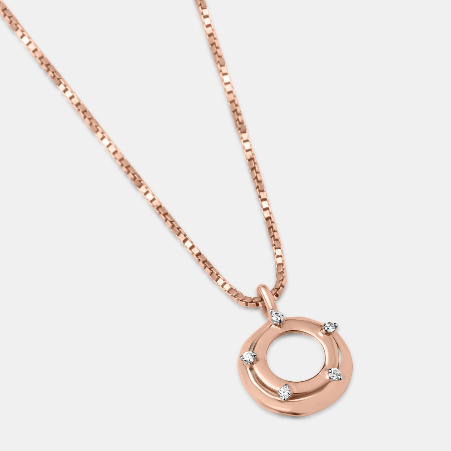 Rose Gold Orbit Sparkle Pendant Set
